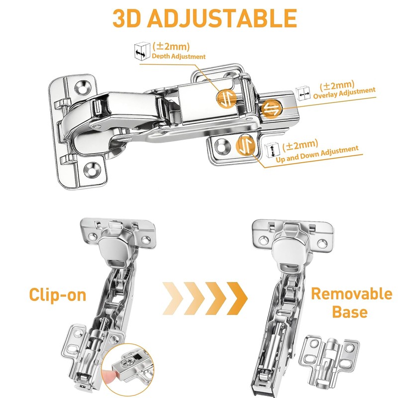 TamBee 175 Degree Hinges Frameless Cabinet Doors Hinges 48mm Concealed