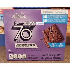 Fiber NOW Millville 70 Calories Soft Baked Bars Chocolate Fudge 5.29oz 150g