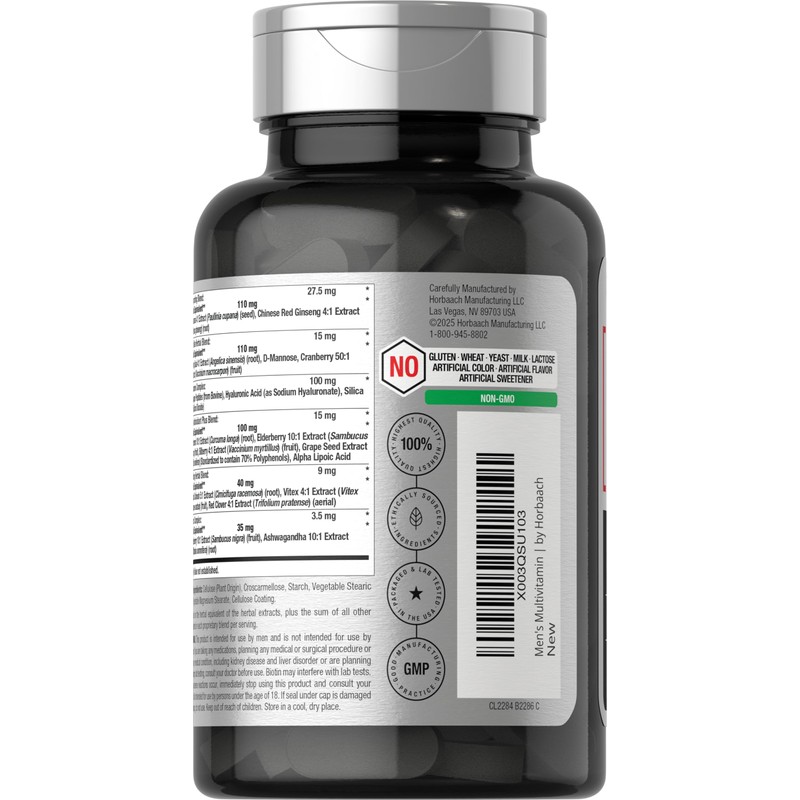 Horbäach Mens Multivitamins 50 Plus | 60 Caplets | with