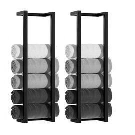 2 Pack Towel Rack for Rolled Towels, VIDA-ZONE 304 Stainless Steel Towel Storage Rack for Bathroom, 30 Inch Bath Towel Holder Matte Black