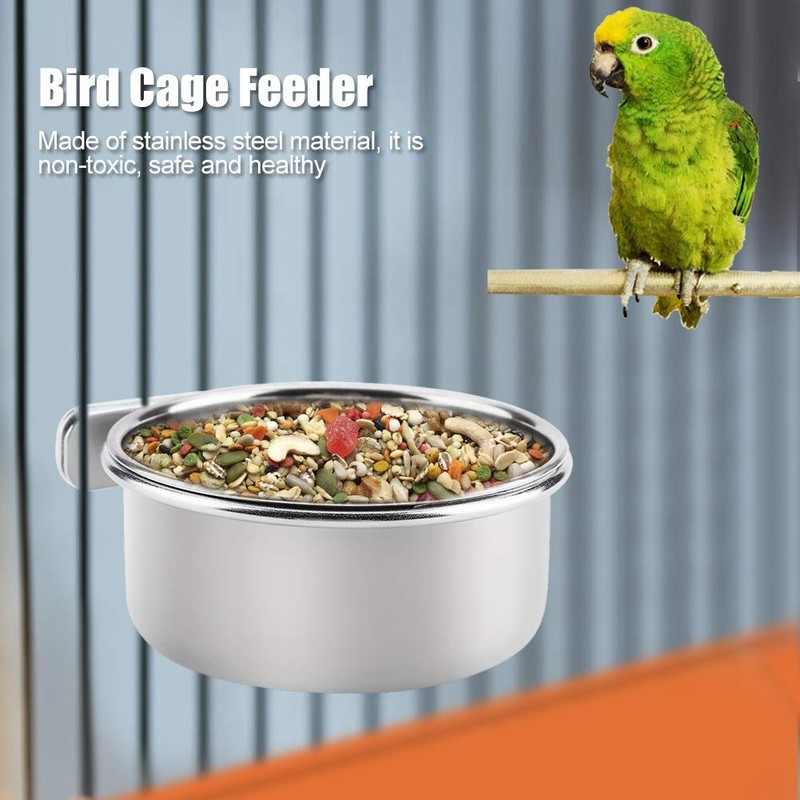 Bird Dish Bait Container Water Container Stainless Steel Fixed in