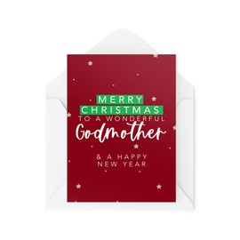 Christmas Cards for Godparents - Merry Christmas to a Wonderful Godmother - Godmother Christmas Card - Godfather Godmother - CBH1438