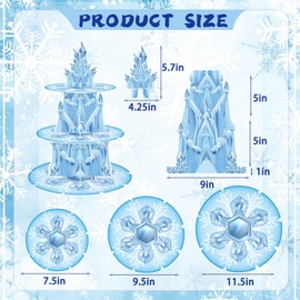 WEEPA Frozen Birthday Party Decorations 3 Tier Frozen Cupcake Stand Snow Castle Cupcake Holder for Winter Wonderland Party Supplies