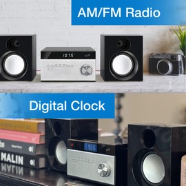 iLive Electronics Wireless Home Stereo System, with CD Player and AM/FM Radio, Includes Remote Control (iHB227B),Black/Silver