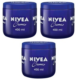 Nivea Creme, Original, Imported from Mexico, Glass Jar 400 ml / 13.5 oz (3 PACK)