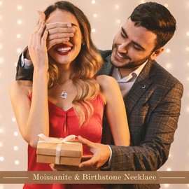 MOOSEA Anniversary Wife Gifts - Sterling Silver Moissanite Necklace Jewelry, Anniversary Mothers Birthday Gifts for Her Wife Mom, May Birthstone Emerald Necklace I Love You Gift