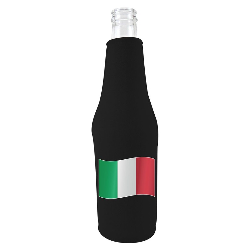 World Countries Flag Neoprene Zipper Beer Botttle Coolie (Italy)