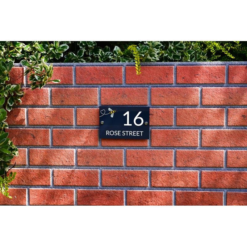 Badgemaster Modern Anthracite House Number Sign Plaque Stainless Steel Standoffs
