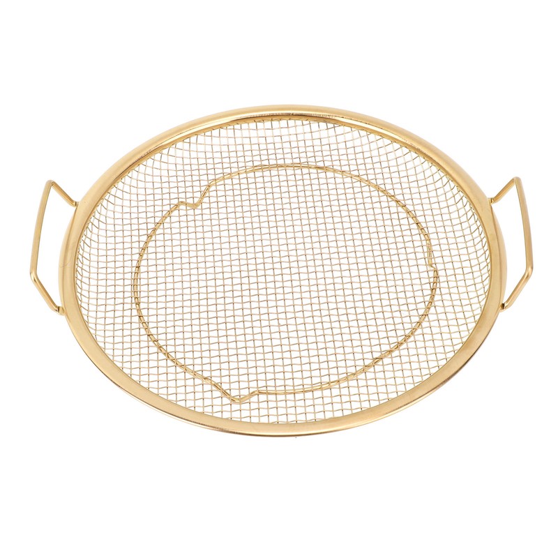 Stainless Steel Fruit Basket Double Handles Metal Mesh Drain Round
