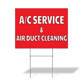 Fastasticdeals Weatherproof Yard Sign A C Service & Air Duct Cleaning Red Lawn Garden Ac Furnace 18x12 Inches 1 Side Print