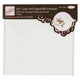 Anita's 8x8 Expandable Card & Postal Wallet Envelopes 3 Pack 280gsm White, For Postage Of Decoupage & Dimensional Card, Letter, Book, Sturdy Envelopes, Peel And Seal, Ideal For Home, School, Business