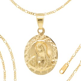 Collar con medalla de la Virgen de Guadalupe Chapa de Oro de 22K Regalo para Mamá Regalo Pareja