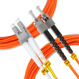 NewYork Cables Fiber Patch Cable | LC to ST Multimode Duplex OM2 50/125 Jumper Cord | 10M (32.8ft) 10gb Fiber Optic Cable (Orange)