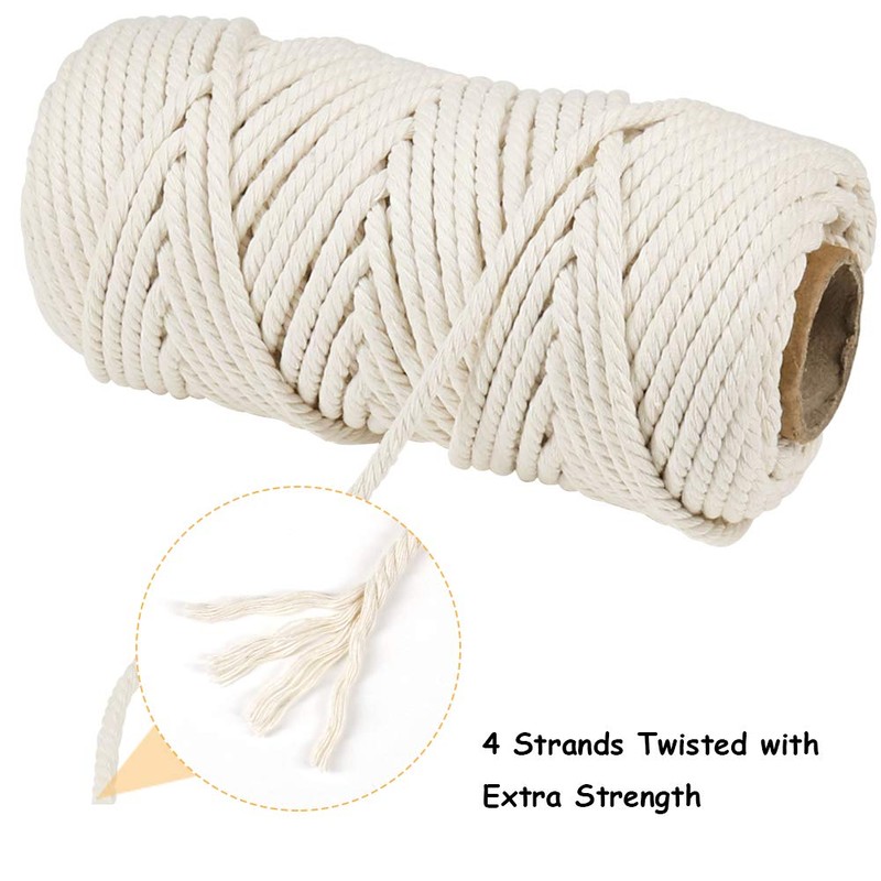 5mm Macrame Cord, 165 Feet Thick Cotton Macrame Rope for