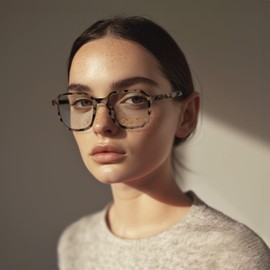 LONDON MOLE Eyewear | Hollywood Reading Glasses | Square Reading Glasses | Cool Readers | Stylish Reading Glasses | Unisex | Spring Hinges | Gloss Pale Tortoiseshell | magnification +3.0
