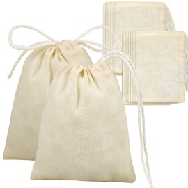 OOTSR 20 Pack Cotton Drawstring Bags 20x25cm Reusable Drawstring Bags Soup Bag Coffee Tea Brewing Bag Soup Sauce Muslin Bags for Home Kitchen (20x25cm)