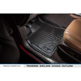 MAXLINER Floor Mats 2 Row Liner Set Black for Traverse/Enclave / Acadia/Outlook (with 2nd Row Bench Seat)