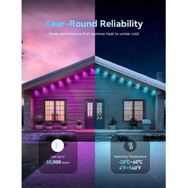 lemonlovely RGB Permanent Outdoor Lights, 150FT with 75 LED IP67 Waterproof LED Lights for Daily Decorations, Work with Remote, APP