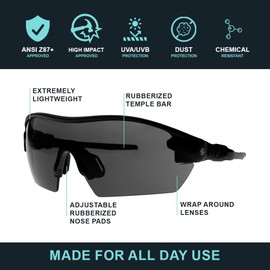 Model Geardo Shooting Glasses - Eye Protection For Shooting Range - Shooting Eye Protection for Men and Women - Ultra-lightweight Frame - with Saddle Nose Bridge and Rubberize Nose Pads - (Dark Grey)