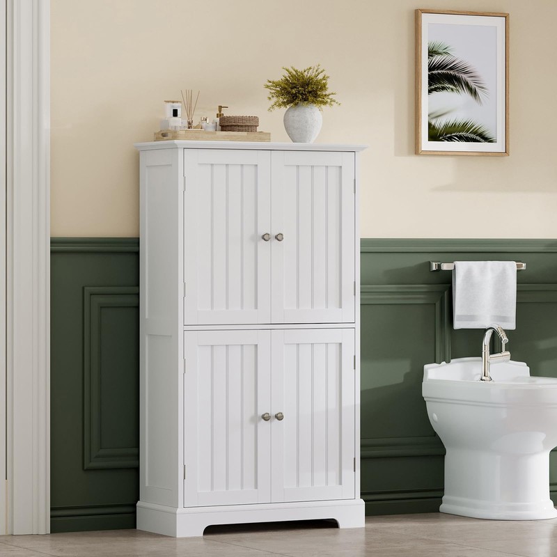 ChooChoo Bathroom Floor Cabinet, Modern Bathroom Storage Cabinet with 4