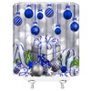 Merry Christmas Shower Curtain Blue Christmas Balls Gift Box Winter