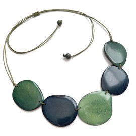Tagua Necklace in Green TAG156. Adjustable Length Tagua Nut Necklace, Vegetable Ivory Necklace. Statement Necklace, Organic Jewelry Green (TAG156GN)