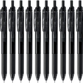 Pentel BLN125-A Gel Ink Ballpoint Pen, EnerGel S, 0.5mm, Black, 10 Pens
