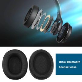 SING F LTD A Pair Protein Leather Replacement Ear Pads Compatible with MPOW H17 H 17 Headphones Memory Foam Cushions Ear Covers (Black)