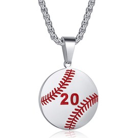 Rehoboth Baseball Jersey Number 20 Charms Cross Pendant Necklace for Women Men 24 Inch Stainless Steel Chain
