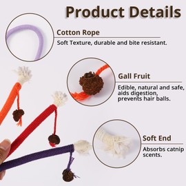 WoLover Cat Toys Chew Ropes, 3 Pack Catnip Toys for Teeth Cleaning, Sisal Rope Cat Toy for Indoor Kitten, Interactive Cat Nip Kitty Toys for All Breeds 27.5 Inches (Plus 3 Pack of Catnip)