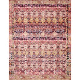 Loloi Layla 2'-0" x 5'-0" Accent Rug in Magenta/Multi - Thick Area Rug, Soft Area Rug with, Vintage Inspired Distressed Design, Low Pile, Non-Shedding, Easy Clean, Durable Living Room Rug