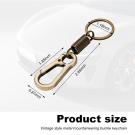 SHMZK Retro Carabiner Shape Keychain, Metal Spring Keyring Holder Organizer Clips, Simple Alloy Car Key Rings for Men Women (Bronze)