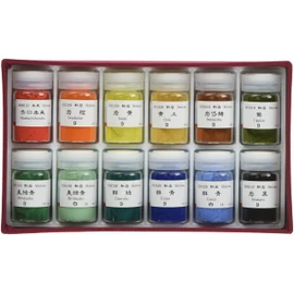 Nakagawahu Powder, Japanese Painting, Phoenix Rock Paint, A Set, 12 Colors (Red)