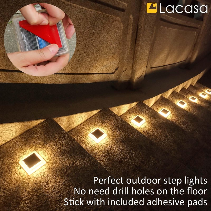 Lacasa Solar Deck Lights, 8 Pack 30LM LED Dock Lights