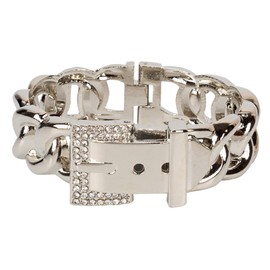 SPUNKYsoul Chain Link Cuff Buckle Bracelet in Gold or Silver for Women (Silver)