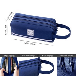 hoinya Pencil Case for Boys, Large Pencil Case Office Stationery Makeup Bag Pouch Bag Pen Holder Portable School Supplies for School Office College Students Girl Boy Adult Teen（Blue）