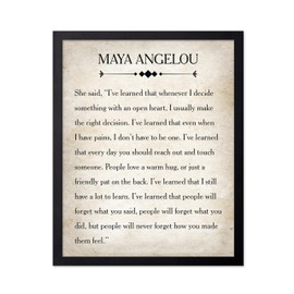 Poster Master Maya Angelou Poster - People Will Never Forget Print - Motivational Quote Art - Inspiring Gift for Men, Women - Perfect Decor for Bedroom, Living Room, Office, 11x14 Black Framed
