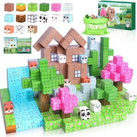 Magnetic Blocks-100PCS Magnetic Blocks Toys Magnetic Building Blocks Magnetic Blocks for Kids Ages 4-8 Forest Set Magnetic Cubes for Boys Girls,STEM Montessori Sensory Toys for Christmas Birthday