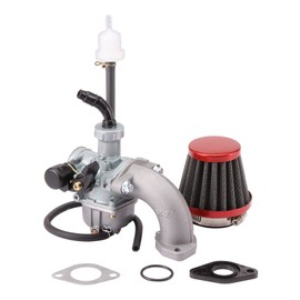 GOOFIT PZ22 Carburetor with Hand Choke Red Air Filter Metal Intake Manifold Pipe Fuel Filter Gasket 22mm Carb Replacement for 4 Stroke 50cc 70cc 80cc 90cc 110cc 125cc Dirt Bike and Go Kart ATV Quad