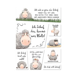 Sheep Magnet Set with Saying Ich Bin nur flauschig Nicht dick Funny Cartoon Sheep for Humorous Friends Funny Relaxing Magnet for Laughing and Joy Gift