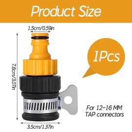 Hose Tap Connector, 12-16mm Kitchen Taps Hose Connector Garden Tap Hose Fitting Set Faucet Adapter with Stainless Steel Collar for Kitchen Garden Bath Indoor and Outdoor