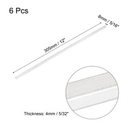 sourcing map 6 Pcs Square Aluminum Flat Bar, 5/32" (4mm) Thick x 5/16" (8mm) Width x 12" (305mm) Long 6061 Aluminum Flat Plate Solid New Mill Stock Silver for Industrial Building