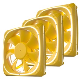 Vetroo DF120 3 Pack Case Fans, 120mm LED Lighting PC Cooling Fan W/Yellow Fan Frame for Radiator/CPU Cooler/Computer Case