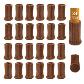 Merysan Pack of 24 Chair Leg Socks, Furniture Socks with Felt Pads, Elastic Knitted Furniture Booties, Double Layered, Non-Slip Floor Protection Chair Protectors, Avoid Scratches and Noise