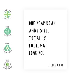 CENTRAL 23 Happy 1st Wedding Anniversary Card - One Year Down And I Still Totally Love You - Anniversary Card For Couple Boyfriend Girlfriend - Comes With Fun Stickers
