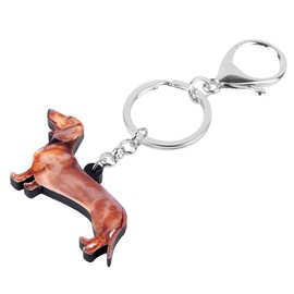 BONSNY Acrylic Sweet Brown Dachshund Dog Keychains Key Rings Pets Jewelry Women Charms Gift