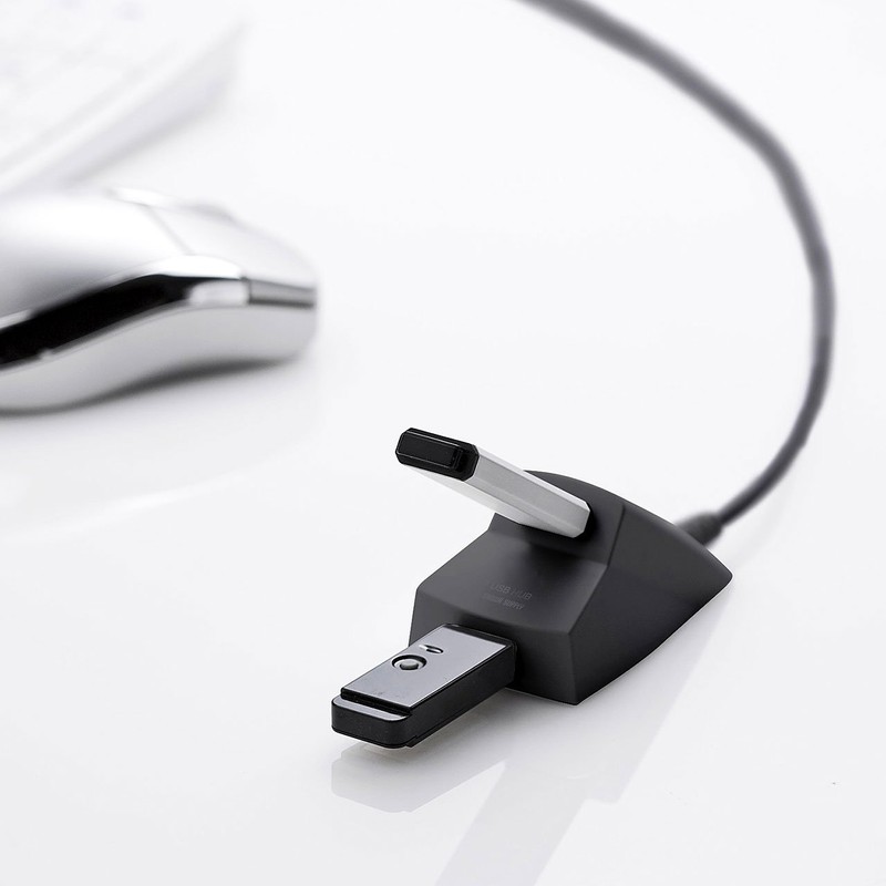 サンワサプライ 手元延長用2ポートUSB2.0ハブ(ブラック) USB-2H215BK