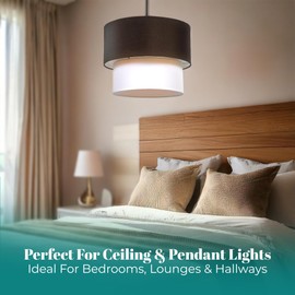 Giggi Giggi 2-Tier Fabric Lamp Shade, 30cm Easy-Fit Ceiling Light Shade, Non-Electrical Pendant Lampshades for Ceiling Lights, Table Lamps, Floor Lamps, Living Room, Bedroom (Black & White)