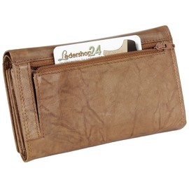 Ledershop24 RFID Women's Leather Purse Women's Purse – Long Natural Leather – Gift Set + Exclusive Key Ring