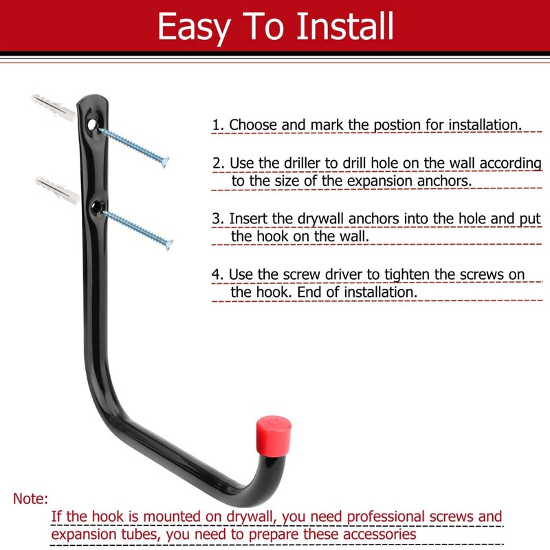 Garage Storage Hooks, 17cm Heavy Duty Wall Hooks for Organizing